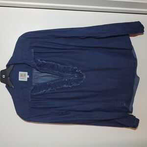 A Shirt Thing Denim Top With Ruffle